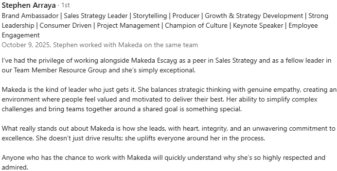 Reccomendation from LinkedIn Reccomendation from LinkedIn