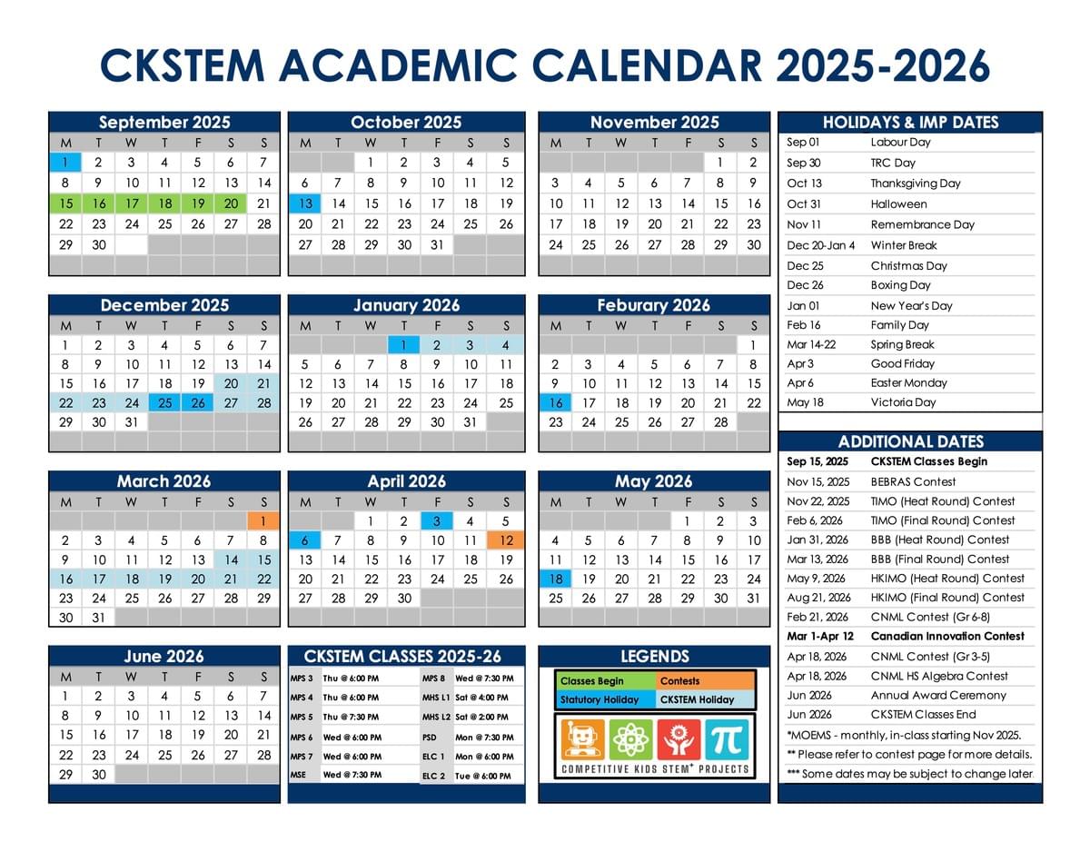 CKSTEM Academic Calendar CKSTEM Academic Calendar