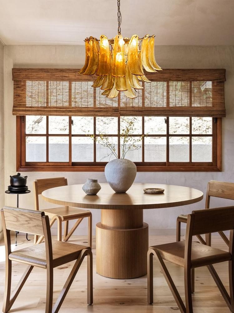 Artistic Murano Petal Chandelier Handcrafted Glass Leaves Luxury Lighting for Dining & Living Room