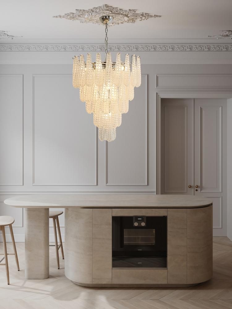 Murano Glass Drop Chandelier - A Modern Italian Petal-Design Centerpiece for Dining Rooms