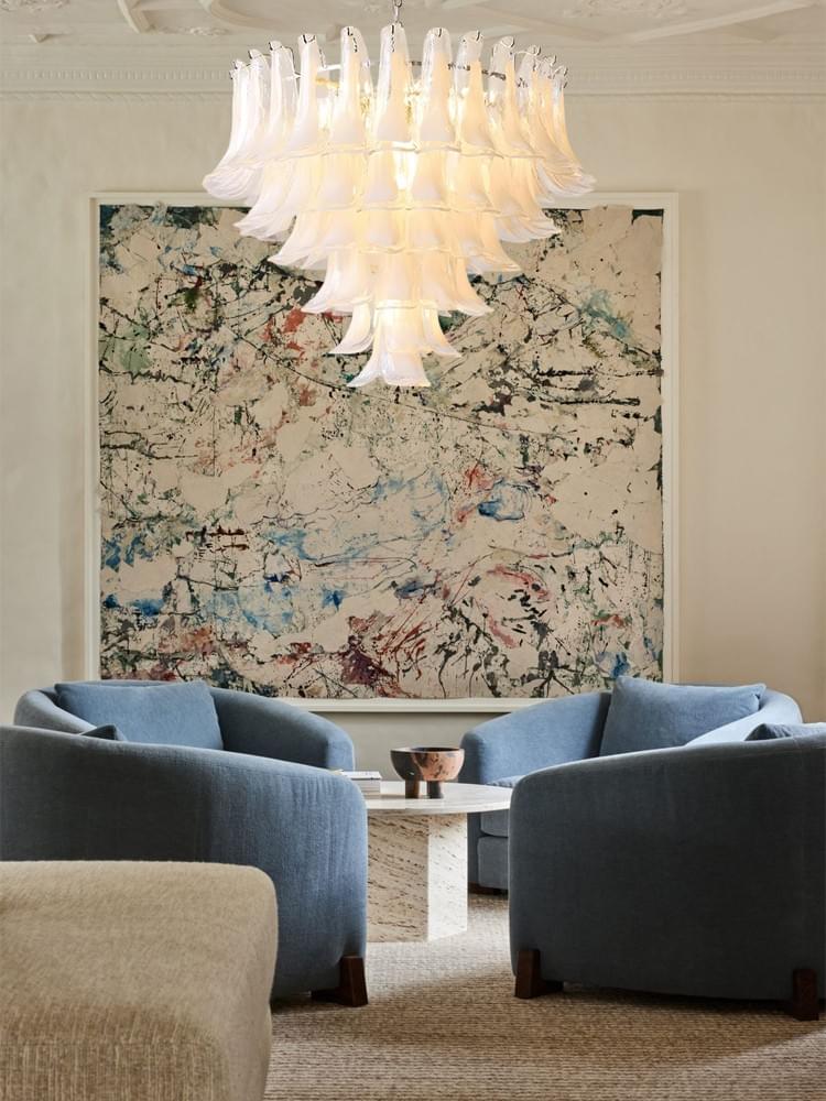 Luxury Modern Chandeliers for Living Room - Murano Glass Petals Long Hanging Lights