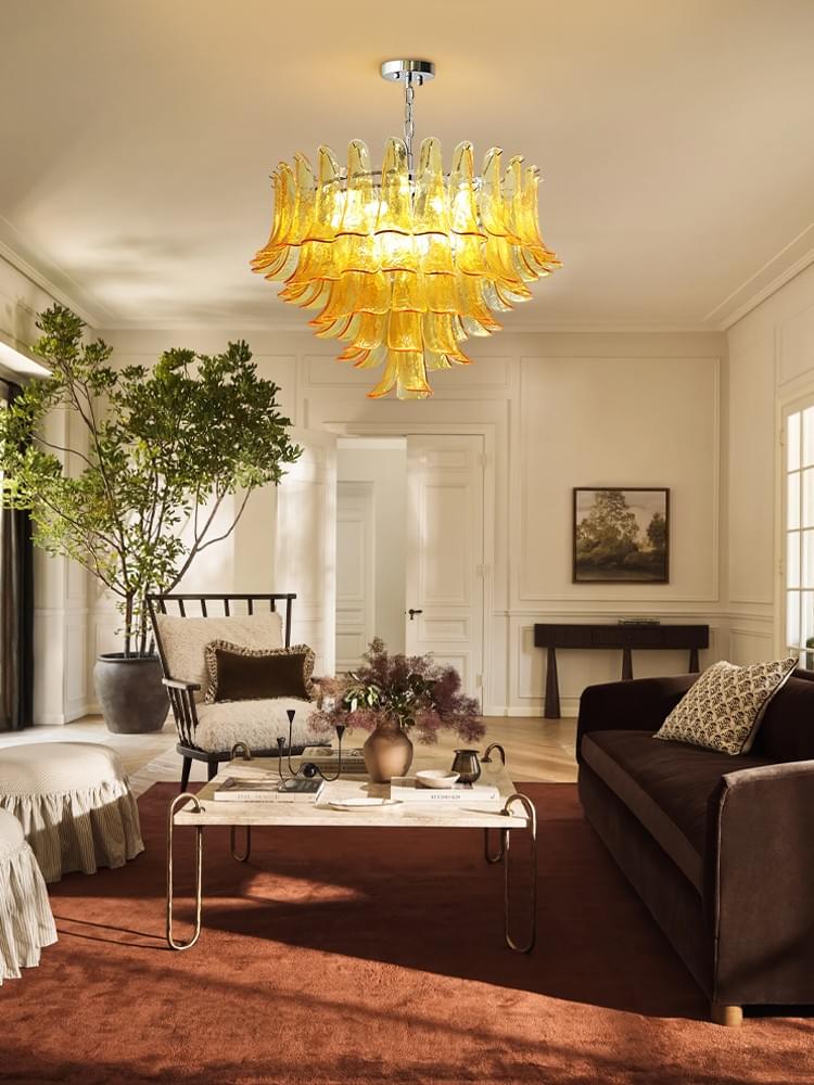 Luxury Chandelier with Frame - Long Cascading Ceiling Light for Dining Room