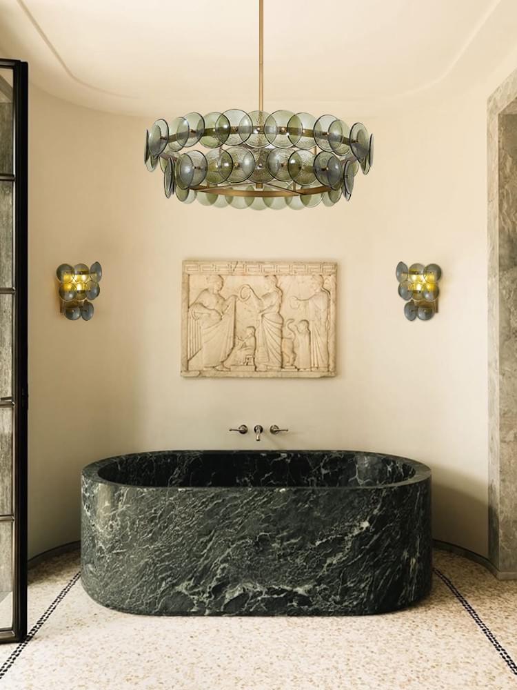 Mid-Century Clear Green Brass Glass Bedside Wall Sconce for Bedroom Decor