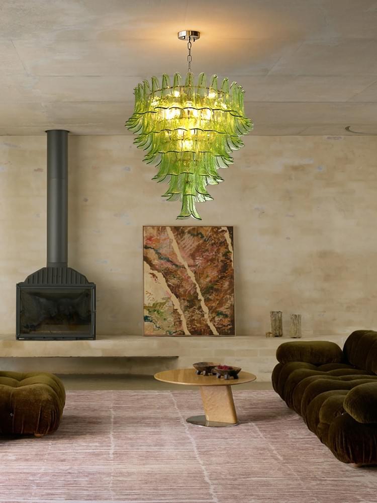 Luxury Modern Chandeliers for Living Room - Murano Glass Petals Long Hanging Lights