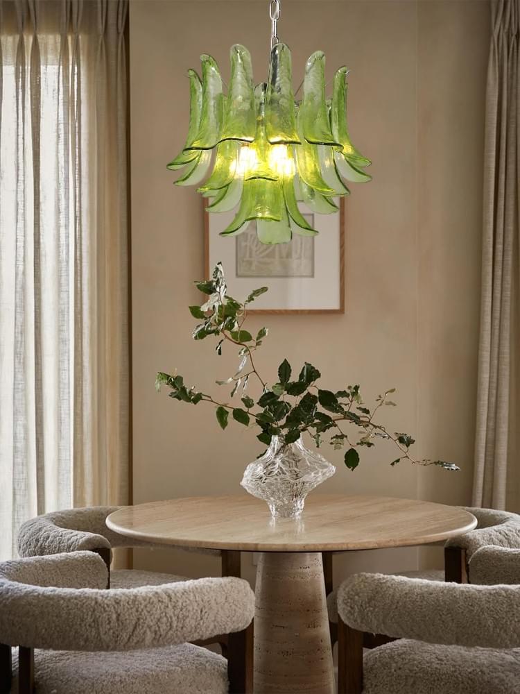 Artistic Murano Petal Chandelier Handcrafted Glass Leaves Luxury Lighting for Dining & Living Room
