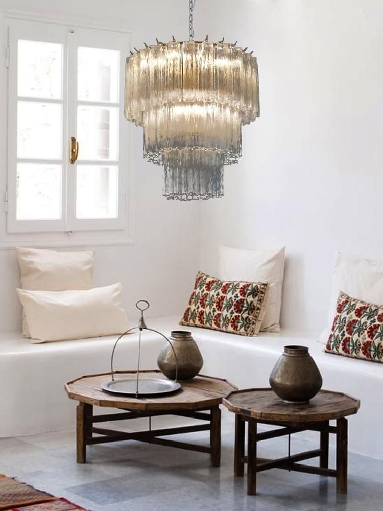 Italian Murano 52 pcs Glass Chandelier | Large Tiered Lighting for Luxury Dining & Living Rooms