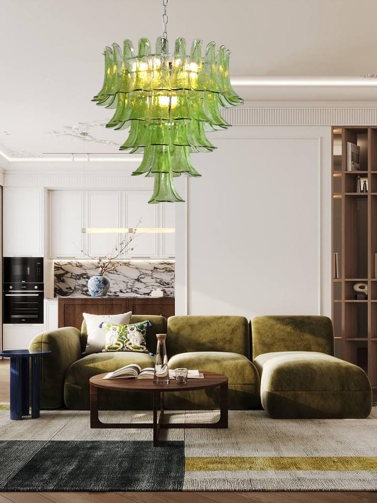 Large Retro French Style Glass Chandelier for American Luxury Living Room & Stairway Lighting