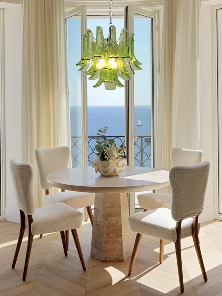 Artistic Murano Petal Chandelier Handcrafted Glass Leaves Luxury Lighting for Dining & Living Room