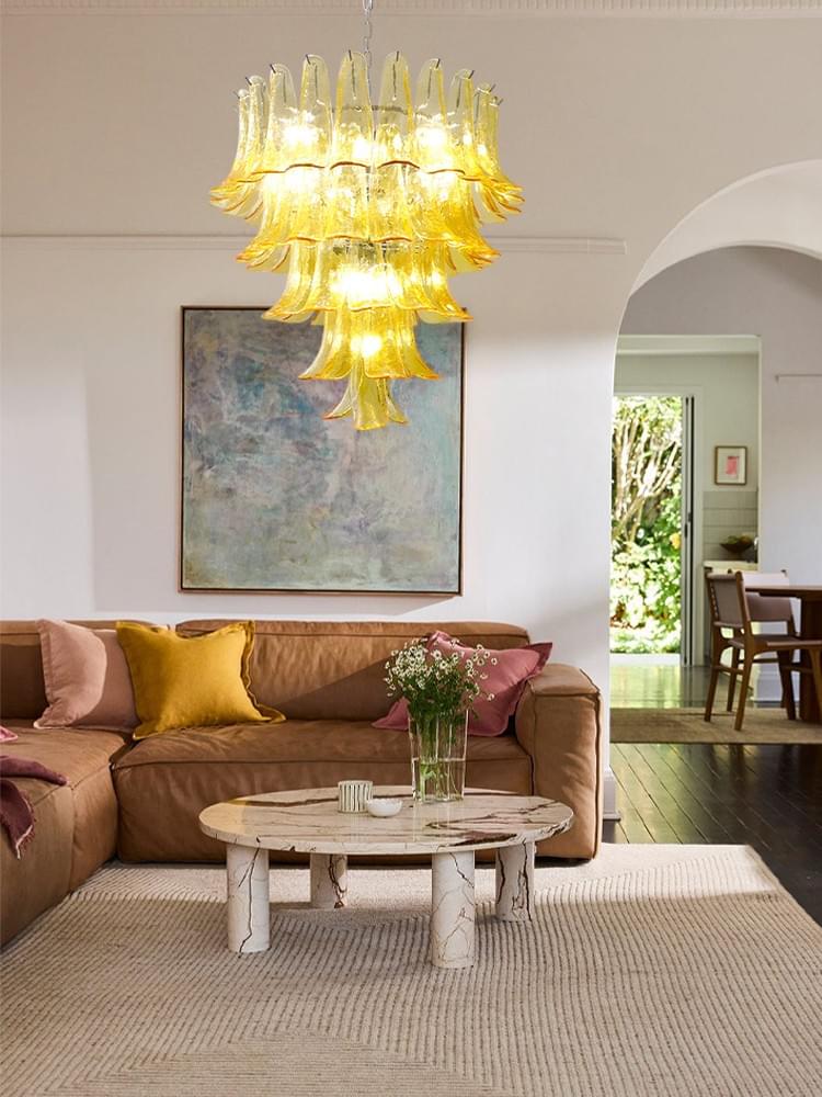 Large Retro French Style Glass Chandelier for American Luxury Living Room & Stairway Lighting