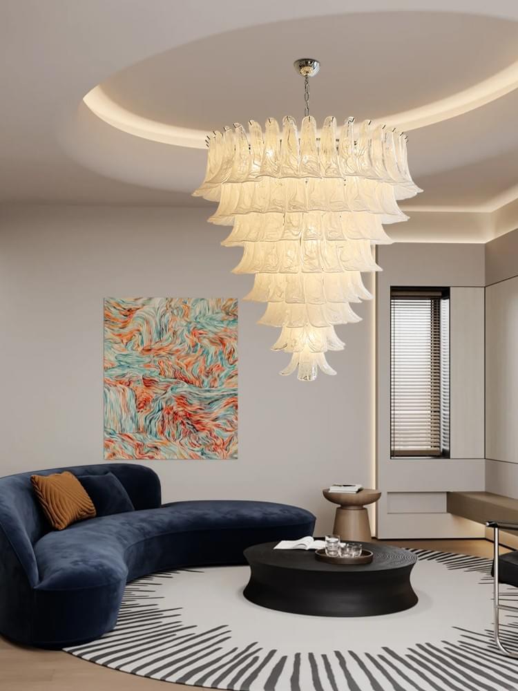 Artistic Murano Petal Chandelier Handcrafted Glass Leaves Luxury Lighting for Dining & Living Room