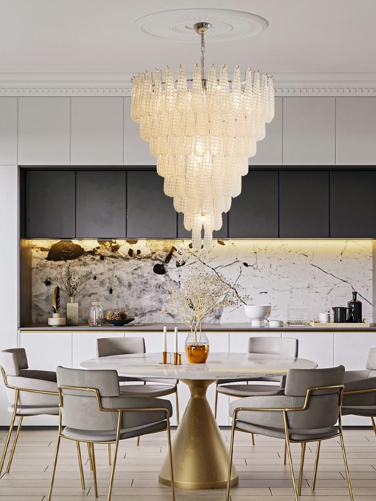Murano Glass Drop Chandelier - A Modern Italian Petal-Design Centerpiece for Dining Rooms