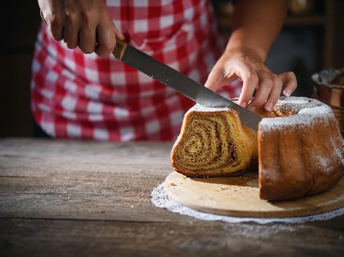 Soft warm-toned wood, golden-brown crusts, deep brown nut filling, and a clean, neutral white background. Soft warm-toned wood, golden-brown crusts, deep brown nut filling, and a clean, neutral white background.