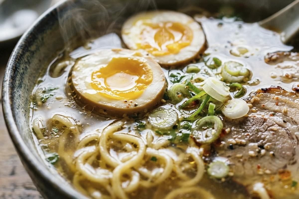 An extreme close-up of the Black Sesame Risotto being eaten. One of the seared scallops has been sliced open with a fork, revealing a tender, opaque white interior. A silver spoon lifts a portion of the creamy, jet-black rice, showing its rich texture and the light sheen of the sauce. The dish is topped with more microgreens and sesame seeds, capturing the contrast between the dark rice and the golden scallop. An extreme close-up of the Black Sesame Risotto being eaten. One of the seared scallops has been sliced open with a fork, revealing a tender, opaque white interior. A silver spoon lifts a portion of the creamy, jet-black rice, showing its rich texture and the light sheen of the sauce. The dish is topped with more microgreens and sesame seeds, capturing the contrast between the dark rice and the golden scallop.