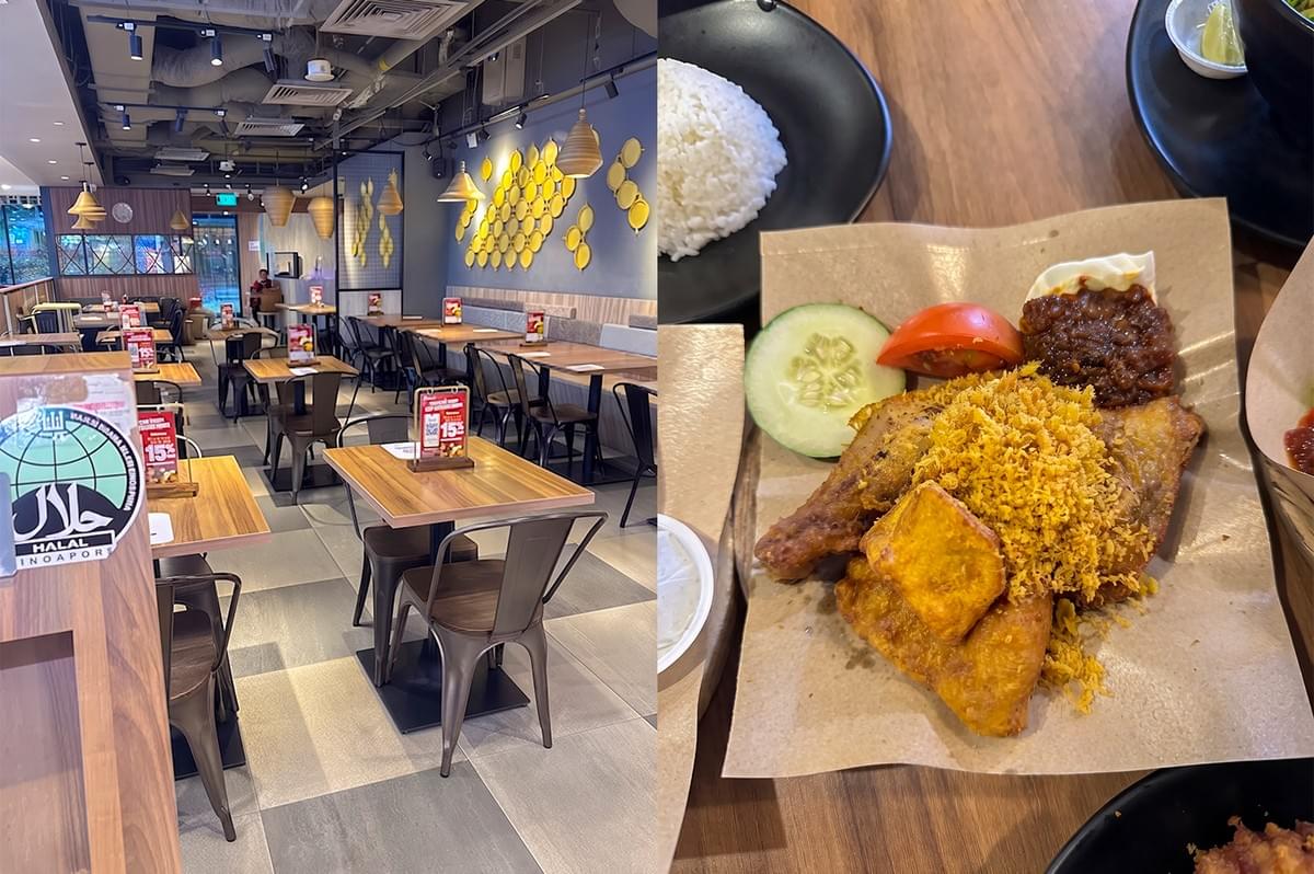 Halal Ayam Penyet fried chicken meal with sambal and rice at Ayam Penyet President Northpoint. Halal Ayam Penyet fried chicken meal with sambal and rice at Ayam Penyet President Northpoint.