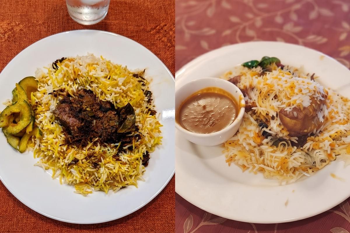 Islamic Restaurant Singapore signature dum briyani dishes served on plates. Islamic Restaurant Singapore signature dum briyani dishes served on plates.