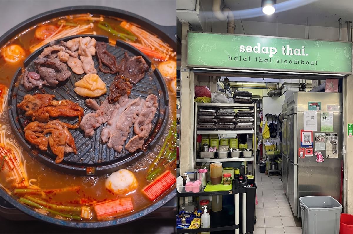 Halal mookata grill with meats and broth at Sedap Thai stall in Berseh Food Centre, Jalan Besar, Singapore. Halal mookata grill with meats and broth at Sedap Thai stall in Berseh Food Centre, Jalan Besar, Singapore.
