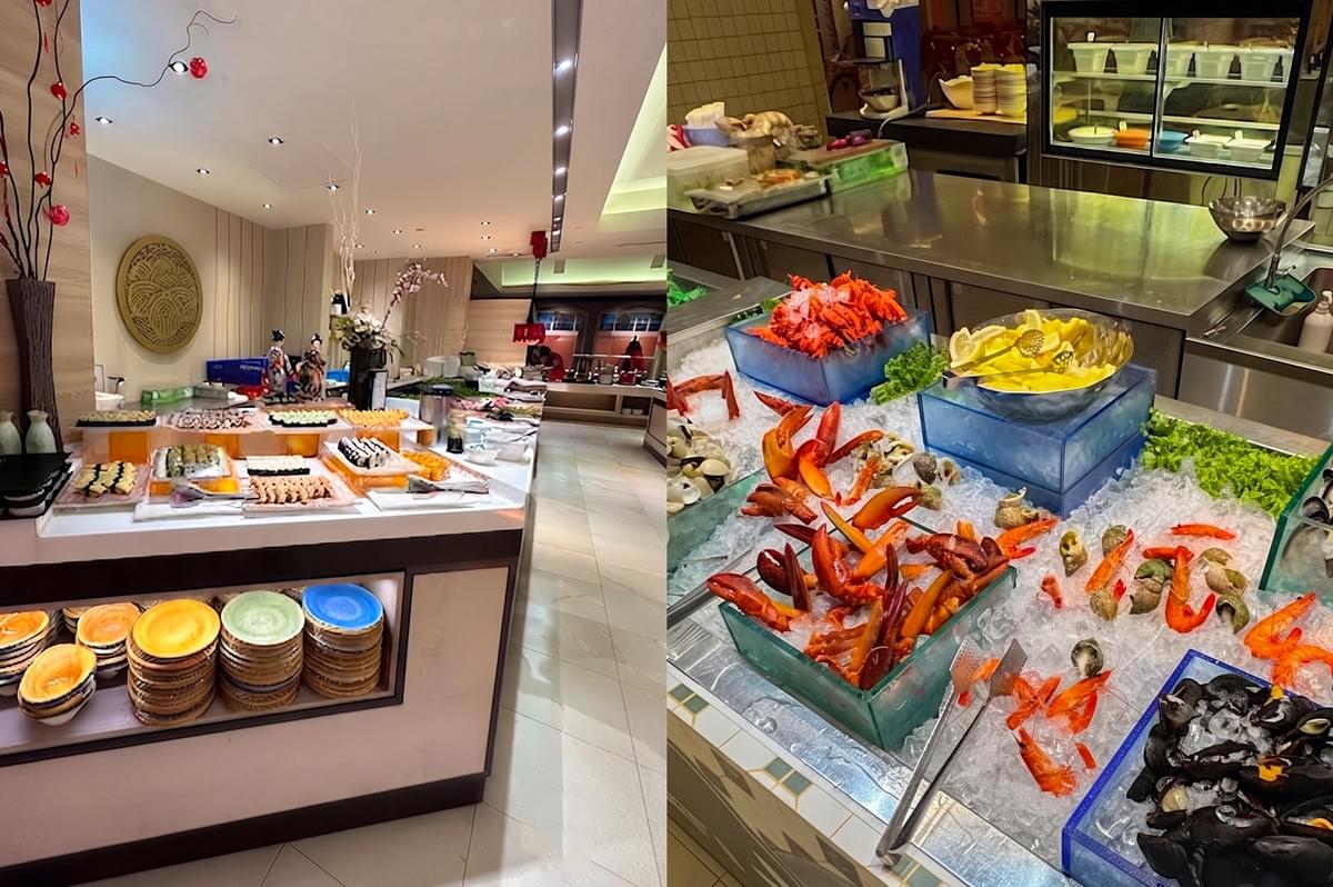 Fresh seafood and sushi buffet spread at Carousel Restaurant. Fresh seafood and sushi buffet spread at Carousel Restaurant.