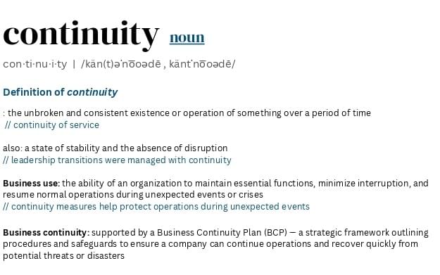 Continuity Definition - Continuity Advisors & Brokers Continuity Definition - Continuity Advisors & Brokers