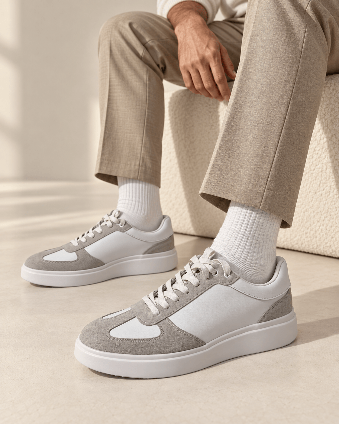 Hush Puppies 灰白拼接休閒鞋