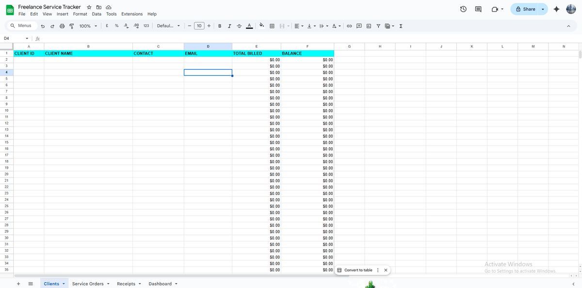 Freelance Service Tracker