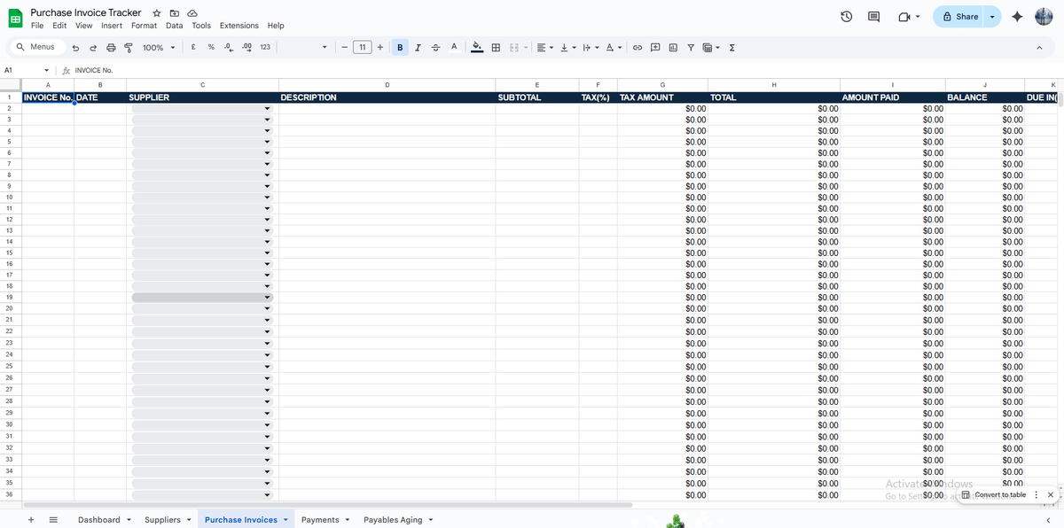 Purchase Invoice Tracker