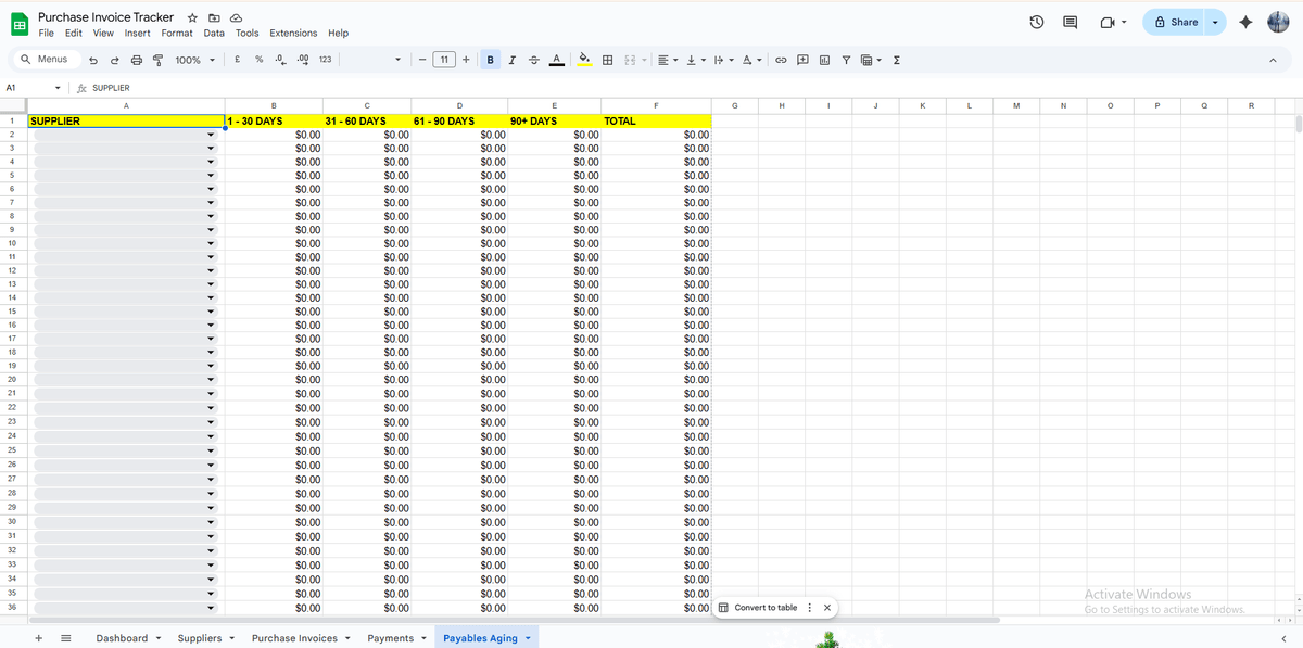 Purchase Invoice Tracker