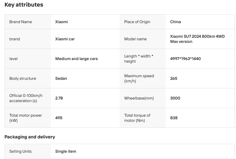 Wholesale New Energy Vehicle Su 7 800km Max Long Range 4WD Sedan Luxury Automobile Electro Car Made