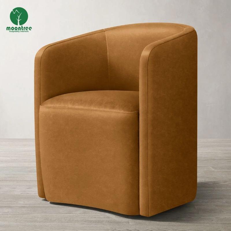 Moontree Curved Back Upholstered Dining Side Chair, Ergonomic Fabric Chair