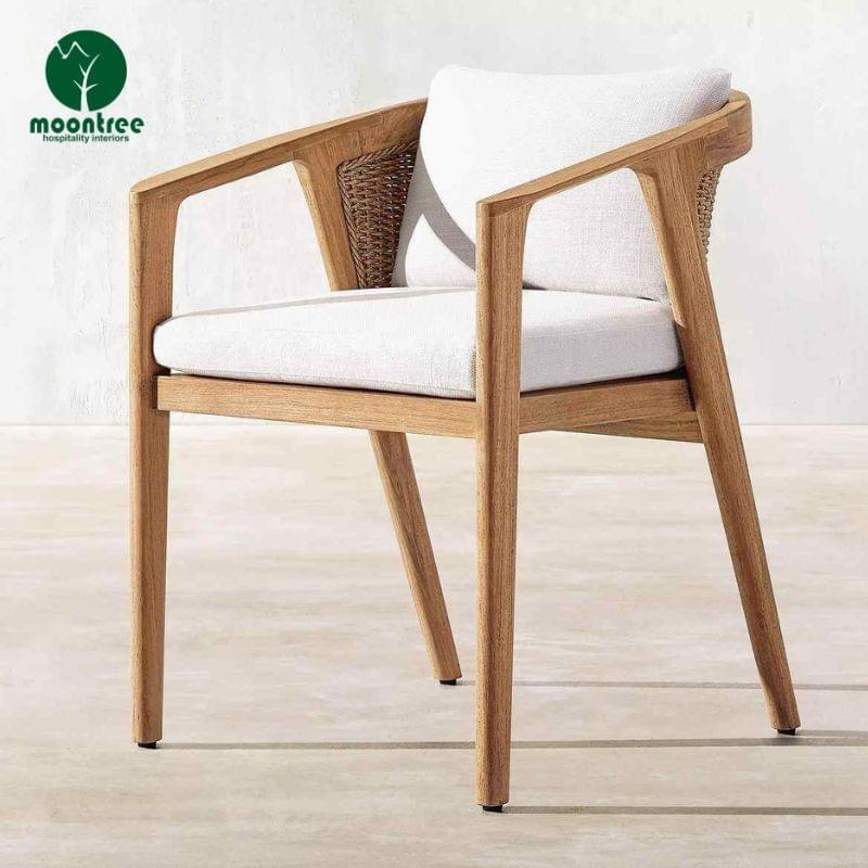 Moontree Curved Back Upholstered Dining Side Chair, Ergonomic Fabric Chair