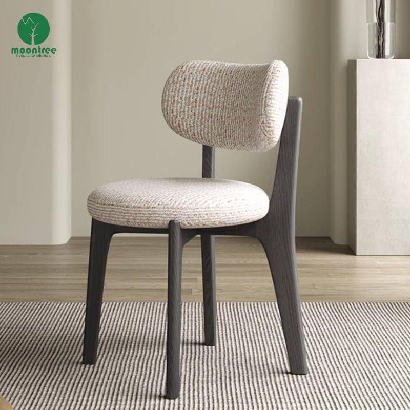 Moontree Curved Back Upholstered Dining Side Chair, Ergonomic Fabric Chair