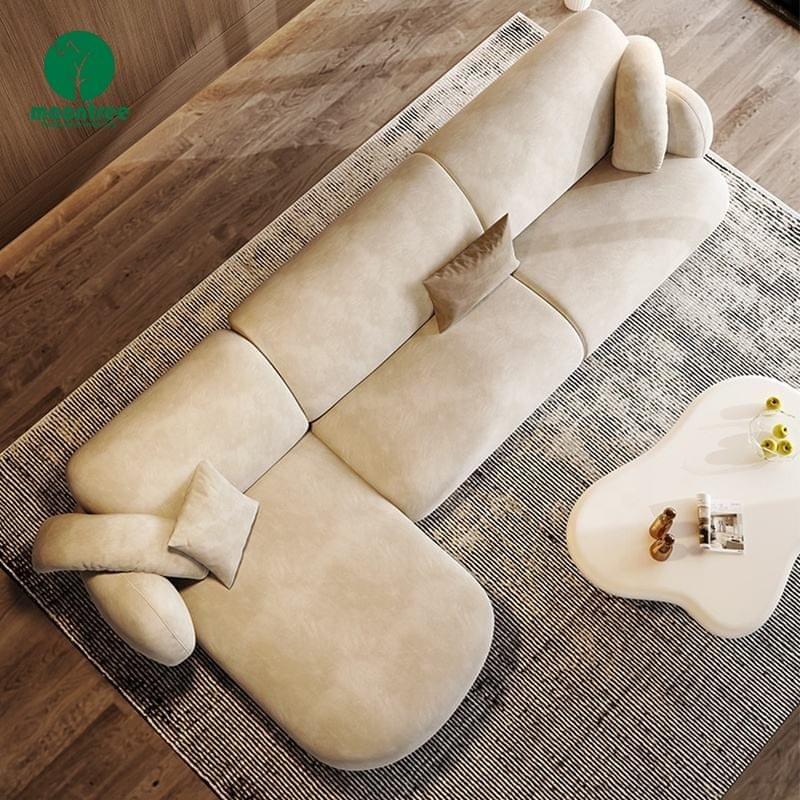 Moontree Organic Soft Velvet Sectional Sofa | L-Shaped Curved Chaise Sofa for Living Rooms & Hotels