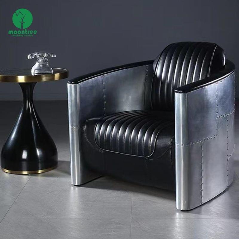 Luxury Retro Hotel Villa Single Sofa | Moontree Custom Heavy Metal Style Hospitality Seating