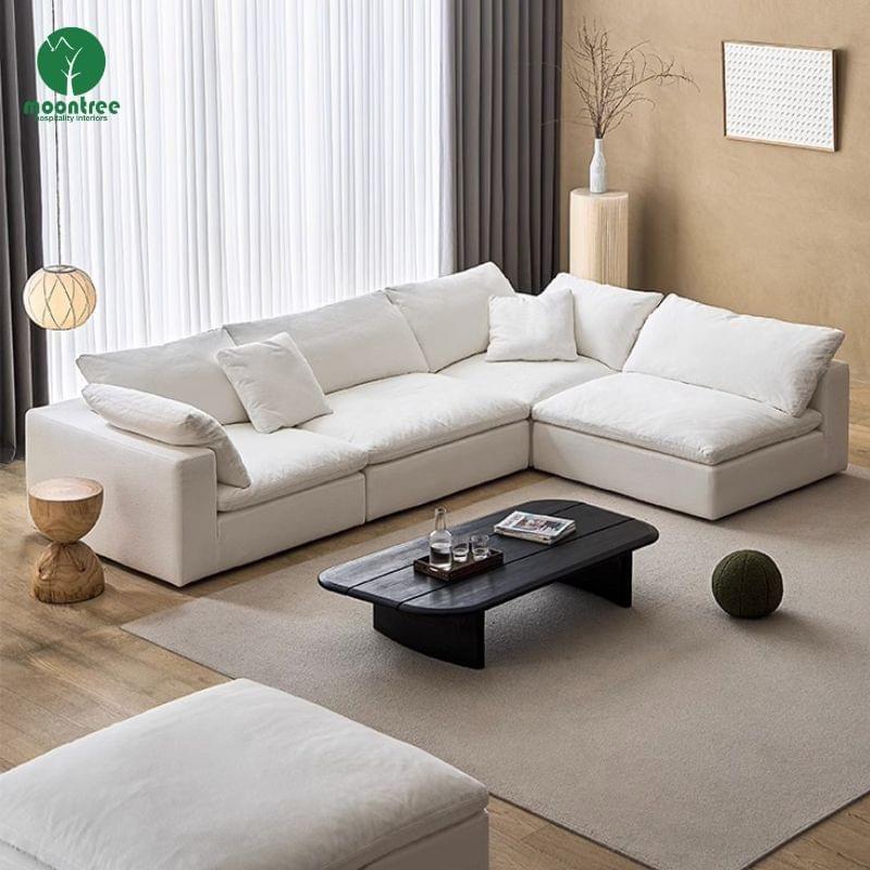 Moontree Cloud Modular Sectional Sofa | Deep Seat L-Shaped Sofa with Ottoman for Living Rooms & Hote