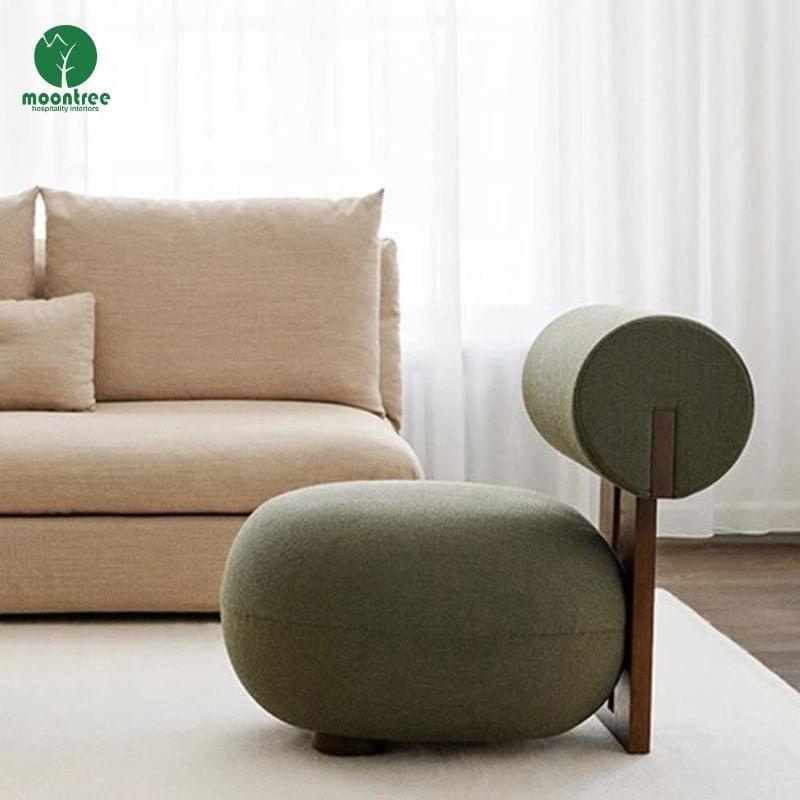 Custom Boucle Fabric Round Accent Chair Lounge Chair Single Sofa for Hospitality Living Room