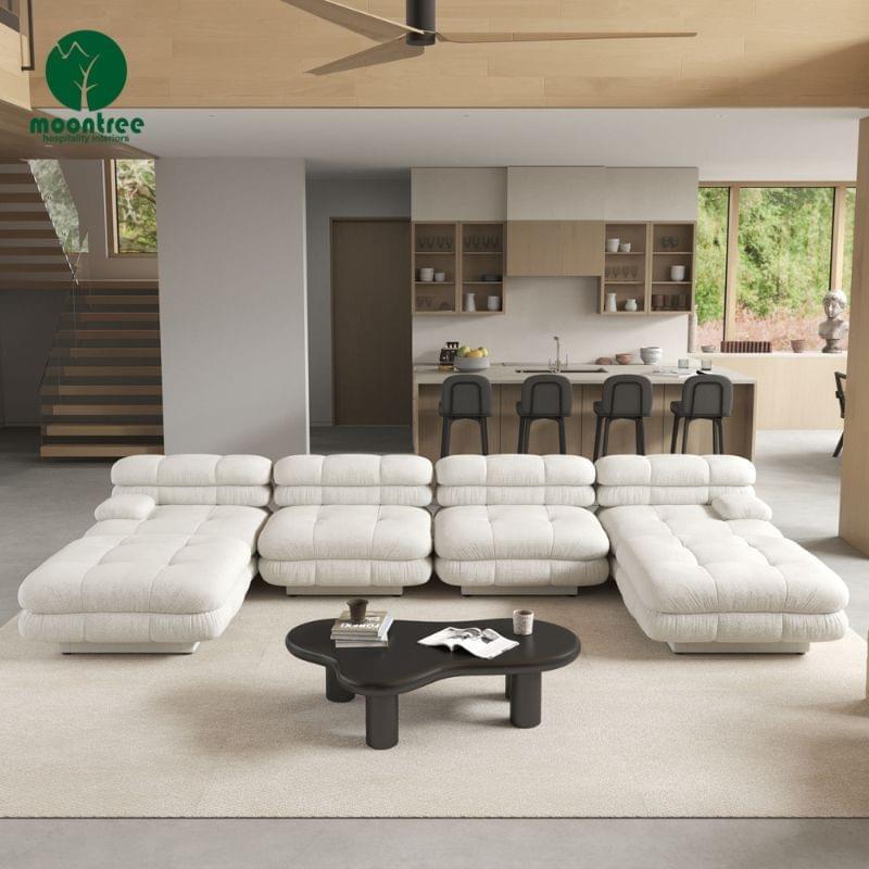 Moontree Customizable Modular Cloud Sofa - Boucle/Teddy Fabric Sectional Couch for Living Room