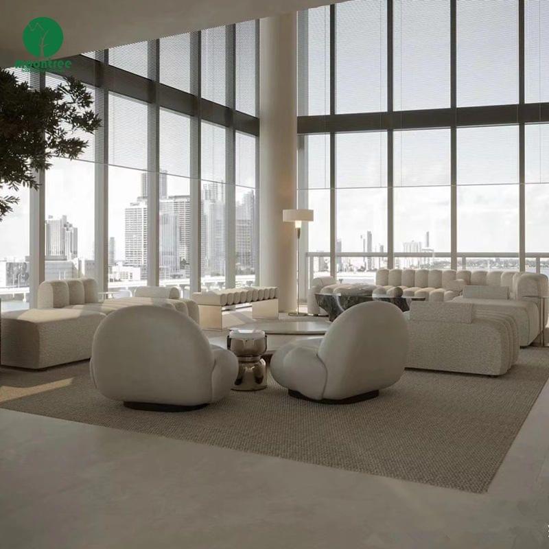 Moontree Channeled Ribbed Modular Boucle Sofa | Customizable Sectional for Hotel & Lobby