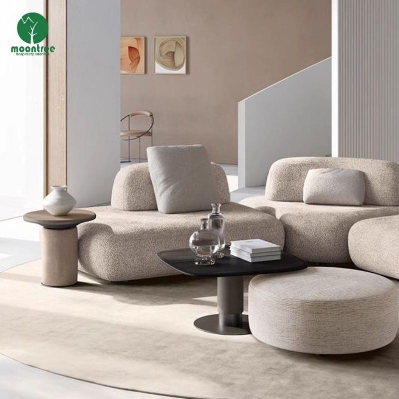 Moontree Curved Modular Boucle Sofa | Customizable Sectional for Hotel & Living Room