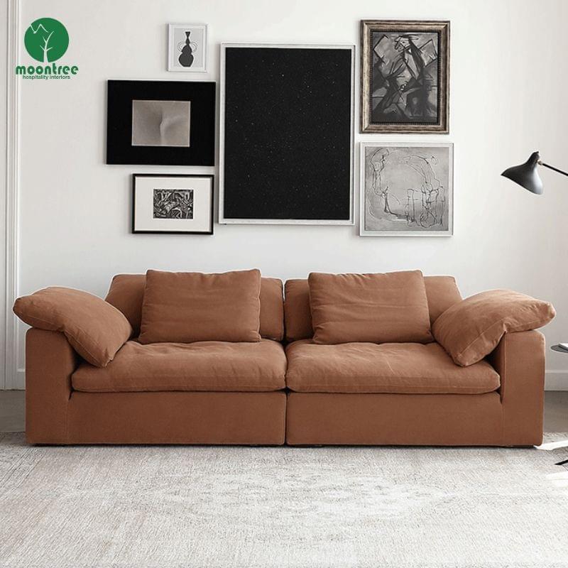 Moontree Cloud Modular Sectional Sofa | Deep Seat L-Shaped Sofa with Ottoman for Living Rooms & Hote