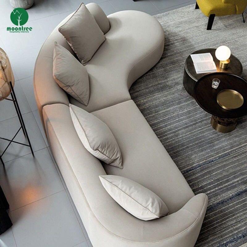 Modern Soft Rounded Fabric Sofa - Luxury Hospitality Curved Seating by Moontree