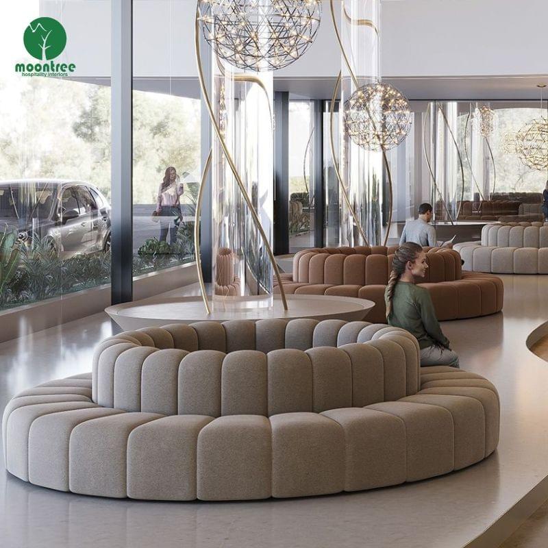Moontree Circular Channeled Modular Sofa | Commercial Public Seating for Hotel Lobbies & Lounges
