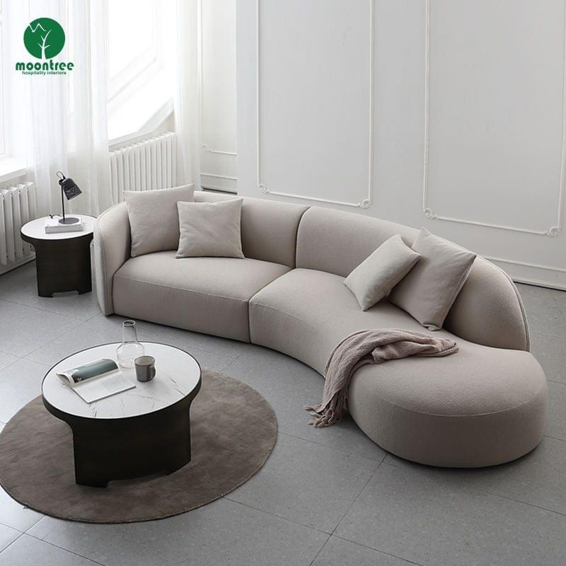 Modern Soft Rounded Fabric Sofa - Luxury Hospitality Curved Seating by Moontree