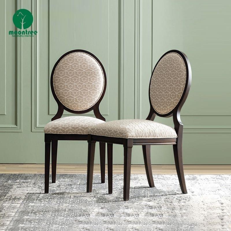 American Vintage Oval Back Solid Wood Dining Chair | Custom Fabric Luxury Accent Chair