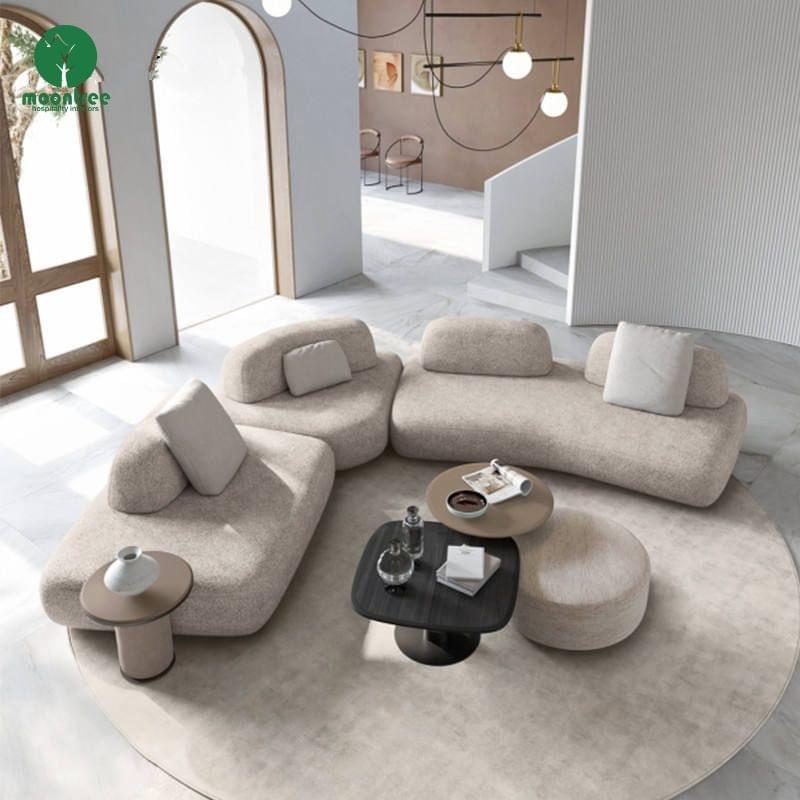 Moontree Curved Modular Boucle Sofa | Customizable Sectional for Hotel & Living Room