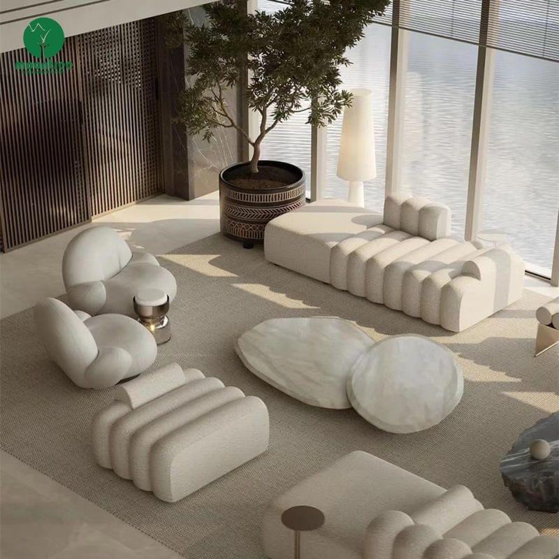 Moontree Channeled Ribbed Modular Boucle Sofa | Customizable Sectional for Hotel & Lobby