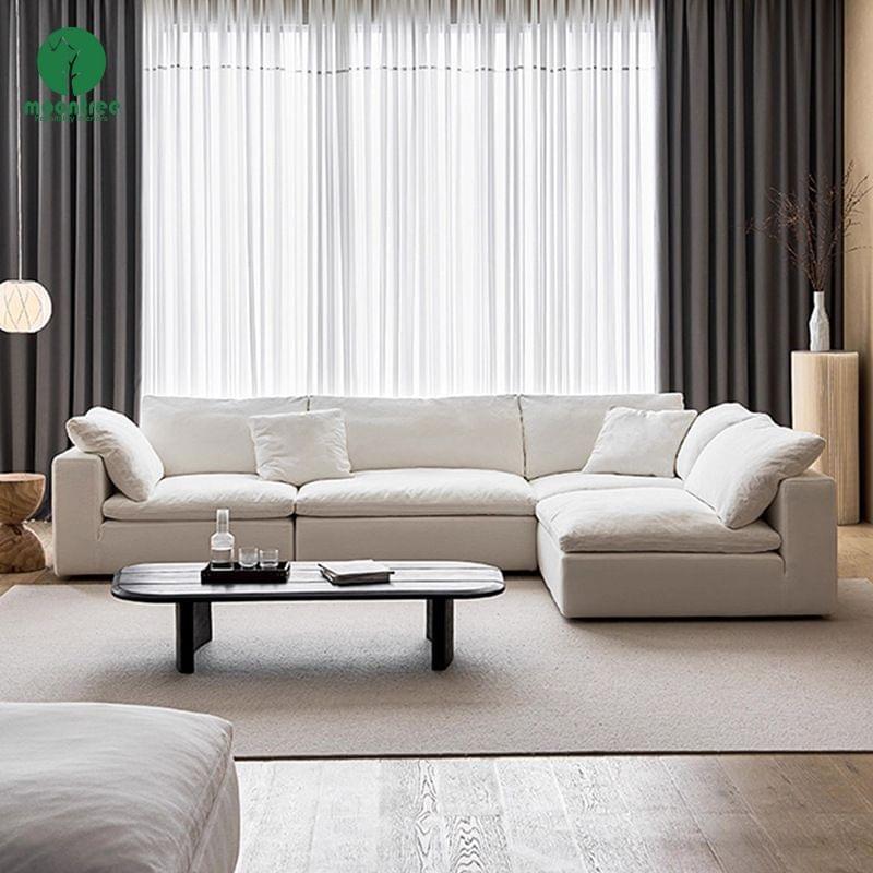 Moontree Cloud Modular Sectional Sofa | Deep Seat L-Shaped Sofa with Ottoman for Living Rooms & Hote