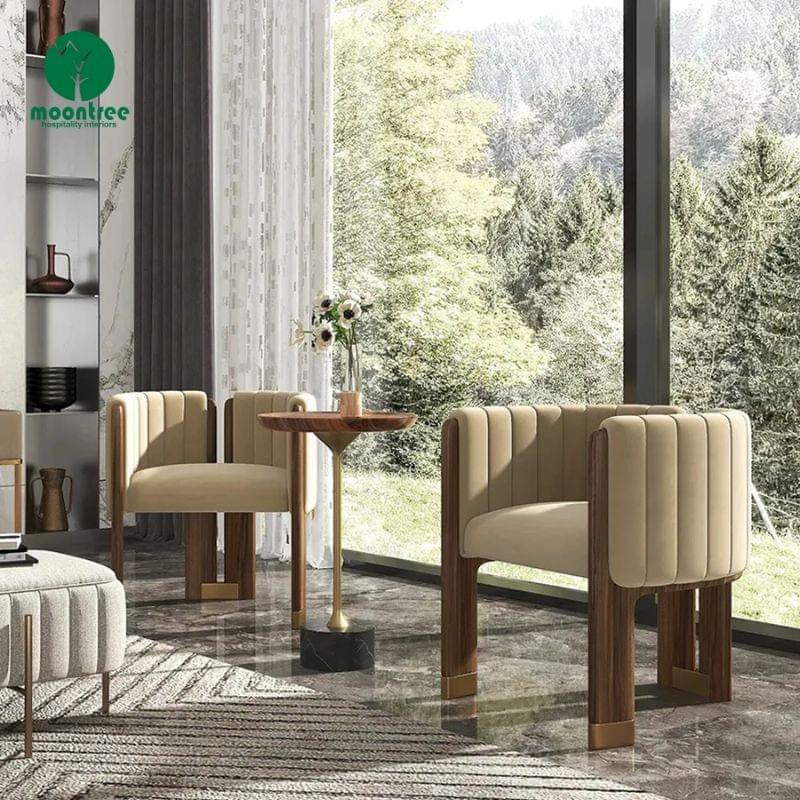 Luxury Upholstered Velvet Dining Chair, Solid Wood with Gold Metal Feet for Restaurant & Villa