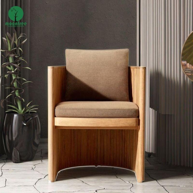 Moontree Curved Back Upholstered Dining Side Chair, Ergonomic Fabric Chair