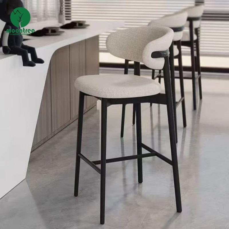 Moontree Solid Wood Bar Stools with Backrest & Soft Cushion, High Chair for Kitchen Island & Home