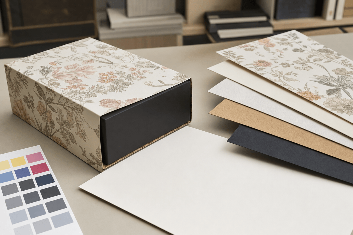 Wrapping paper and printing options for custom rigid boxes Wrapping paper and printing options for custom rigid boxes