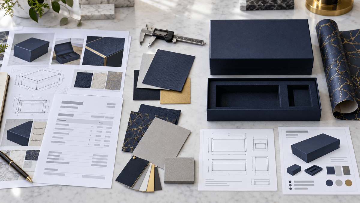 Packaging quotation being converted into a confirmed rigid box sample specification Packaging quotation being converted into a confirmed rigid box sample specification